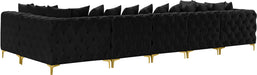 Meridian Furniture - Tremblay 169" Black Velvet Upholstered 7pc. Sectional - 686Black-Sec7A - GreatFurnitureDeal