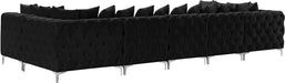 Meridian Furniture - Tremblay 169" Black Velvet Upholstered 7pc. Sectional - 686Black-Sec7A - GreatFurnitureDeal