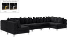 Meridian Furniture - Tremblay 169" Black Velvet Upholstered 7pc. Sectional - 686Black-Sec7A - GreatFurnitureDeal