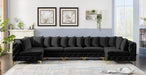 Meridian Furniture - Tremblay 169" Black Velvet Upholstered 7pc. Sectional - 686Black-Sec7A - GreatFurnitureDeal