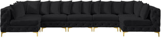 Meridian Furniture - Tremblay 169" Black Velvet Upholstered 7pc. Sectional - 686Black-Sec7A - GreatFurnitureDeal