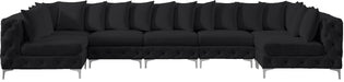 Meridian Furniture - Tremblay 169" Black Velvet Upholstered 7pc. Sectional - 686Black-Sec7A - GreatFurnitureDeal