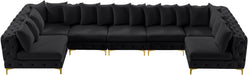 Meridian Furniture - Tremblay 169" Black Velvet Upholstered 7pc. Sectional - 686Black-Sec7A - GreatFurnitureDeal