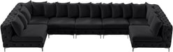 Meridian Furniture - Tremblay 169" Black Velvet Upholstered 7pc. Sectional - 686Black-Sec7A - GreatFurnitureDeal