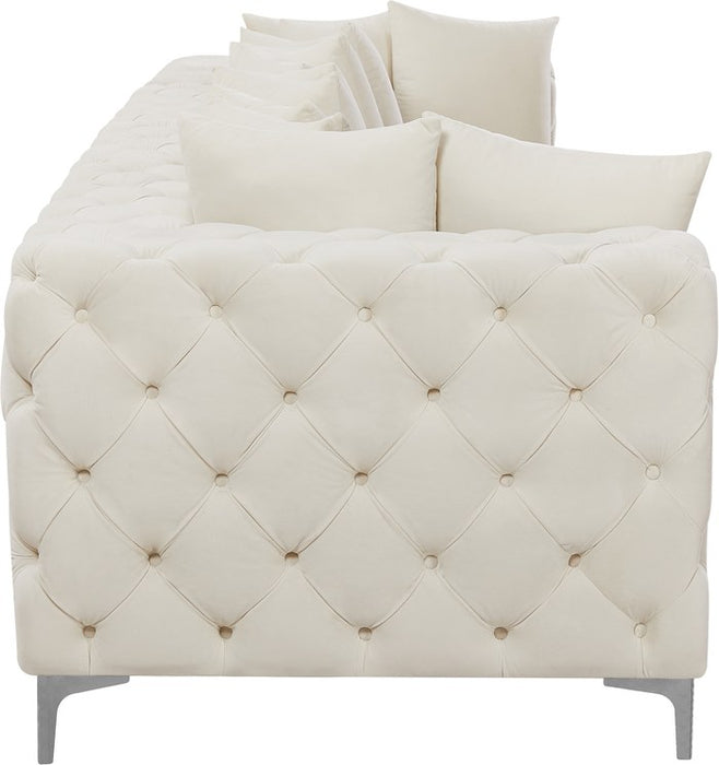 Meridian Furniture - Tremblay 139" Cream Velvet Upholstered 4pc. Sofa - 686Cream-S138 - GreatFurnitureDeal
