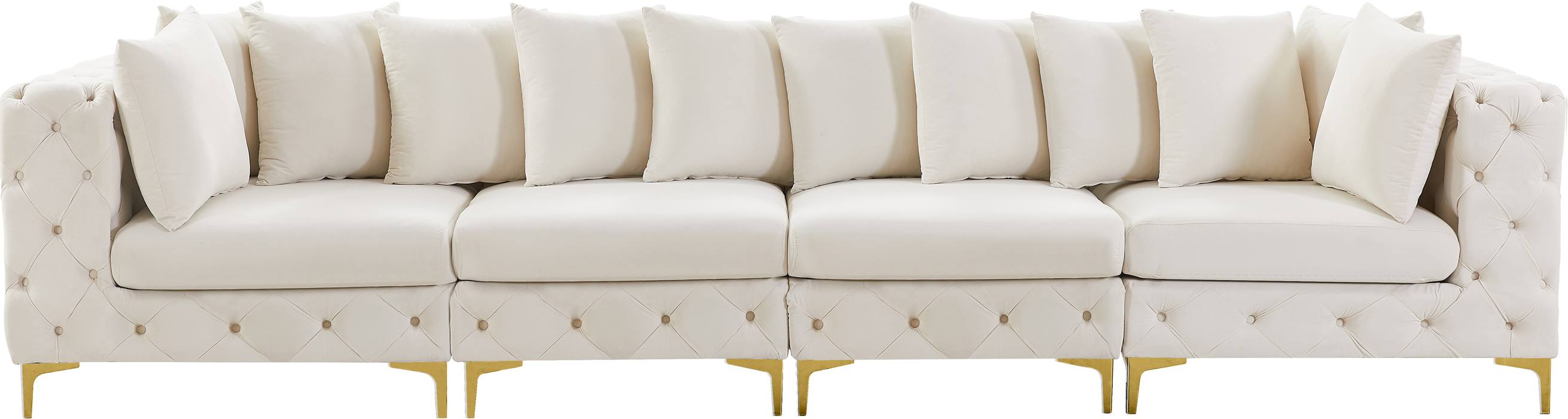 Meridian Furniture - Tremblay 139" Cream Velvet Upholstered 4pc. Sofa - 686Cream-S138 - GreatFurnitureDeal
