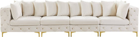 Meridian Furniture - Tremblay 139" Cream Velvet Upholstered 4pc. Sofa - 686Cream-S138 - GreatFurnitureDeal