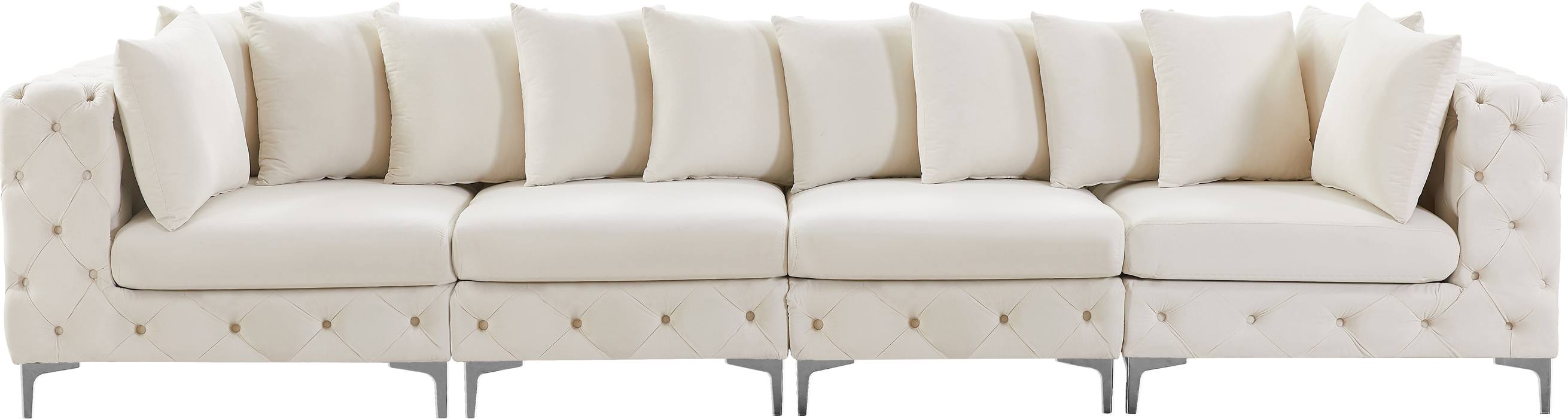 Meridian Furniture - Tremblay 139" Cream Velvet Upholstered 4pc. Sofa - 686Cream-S138 - GreatFurnitureDeal