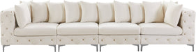 Meridian Furniture - Tremblay 139" Cream Velvet Upholstered 4pc. Sofa - 686Cream-S138 - GreatFurnitureDeal