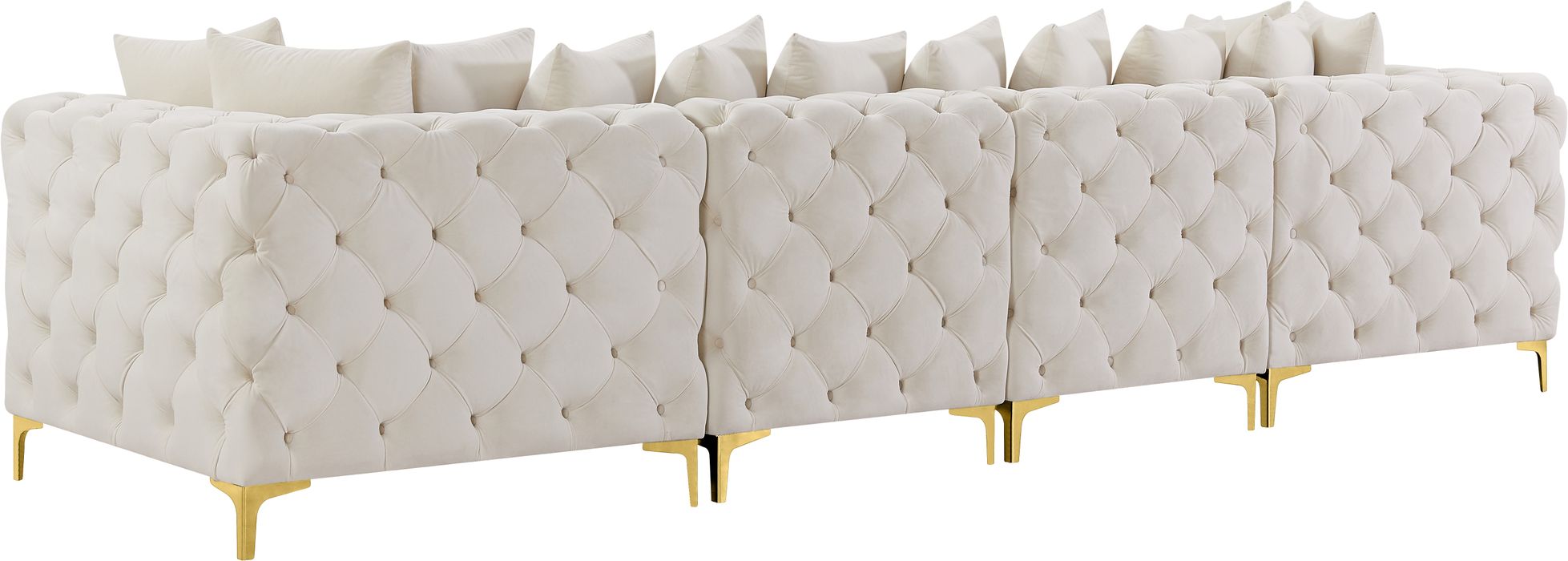Meridian Furniture - Tremblay 139" Cream Velvet Upholstered 4pc. Sofa - 686Cream-S138 - GreatFurnitureDeal