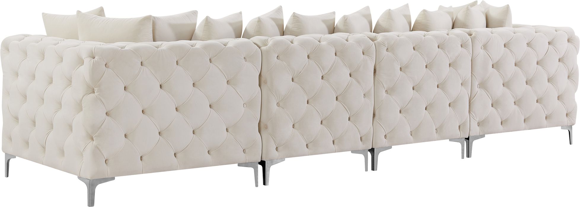 Meridian Furniture - Tremblay 139" Cream Velvet Upholstered 4pc. Sofa - 686Cream-S138 - GreatFurnitureDeal