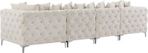 Meridian Furniture - Tremblay 139" Cream Velvet Upholstered 4pc. Sofa - 686Cream-S138 - GreatFurnitureDeal