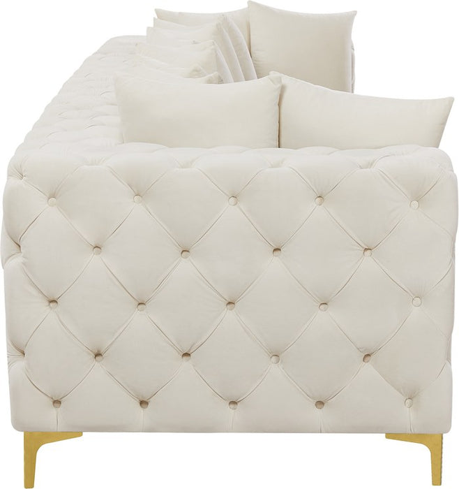 Meridian Furniture - Tremblay 139" Cream Velvet Upholstered 4pc. Sofa - 686Cream-S138 - GreatFurnitureDeal