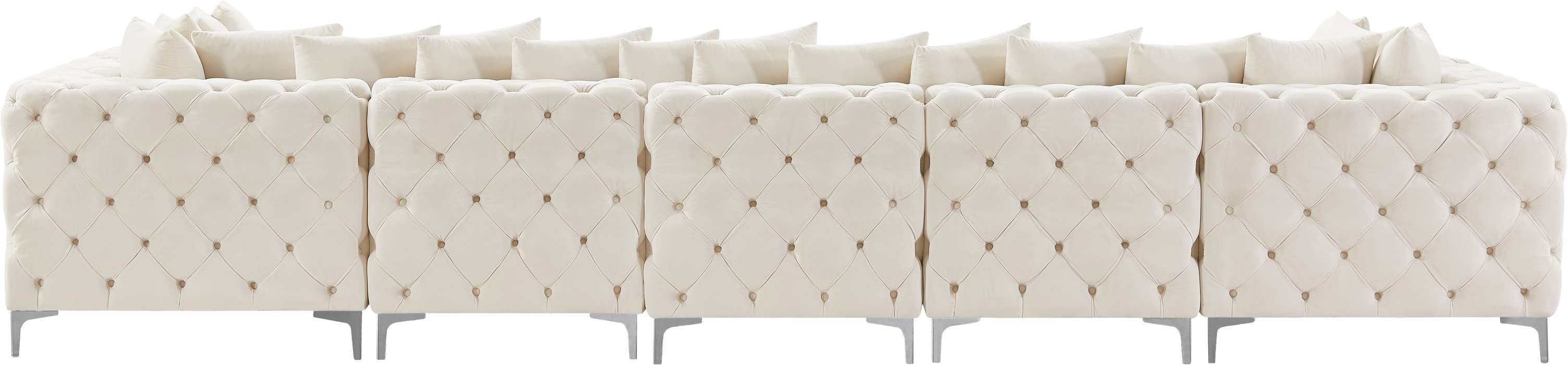 Meridian Furniture - Tremblay 169" Cream Velvet Upholstered 7pc. Sectional - 686Cream-Sec7C - GreatFurnitureDeal