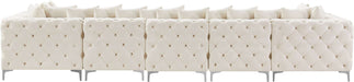 Meridian Furniture - Tremblay 169" Cream Velvet Upholstered 7pc. Sectional - 686Cream-Sec7C - GreatFurnitureDeal