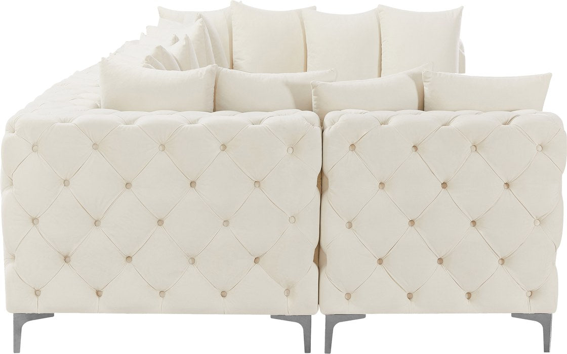 Meridian Furniture - Tremblay 169" Cream Velvet Upholstered 7pc. Sectional - 686Cream-Sec7C - GreatFurnitureDeal