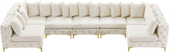 Meridian Furniture - Tremblay 169" Cream Velvet Upholstered 7pc. Sectional - 686Cream-Sec7C - GreatFurnitureDeal