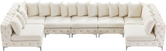 Meridian Furniture - Tremblay 169" Cream Velvet Upholstered 7pc. Sectional - 686Cream-Sec7C - GreatFurnitureDeal