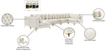 Meridian Furniture - Tremblay 169" Cream Velvet Upholstered 7pc. Sectional - 686Cream-Sec7C - GreatFurnitureDeal