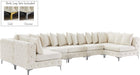 Meridian Furniture - Tremblay 169" Cream Velvet Upholstered 7pc. Sectional - 686Cream-Sec7C - GreatFurnitureDeal