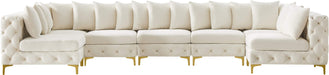 Meridian Furniture - Tremblay 169" Cream Velvet Upholstered 7pc. Sectional - 686Cream-Sec7C - GreatFurnitureDeal