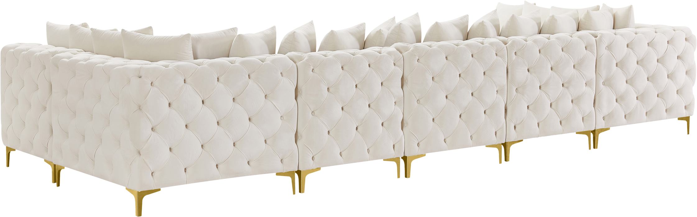 Meridian Furniture - Tremblay 169" Cream Velvet Upholstered 7pc. Sectional - 686Cream-Sec7C - GreatFurnitureDeal