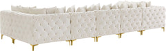 Meridian Furniture - Tremblay 169" Cream Velvet Upholstered 7pc. Sectional - 686Cream-Sec7C - GreatFurnitureDeal