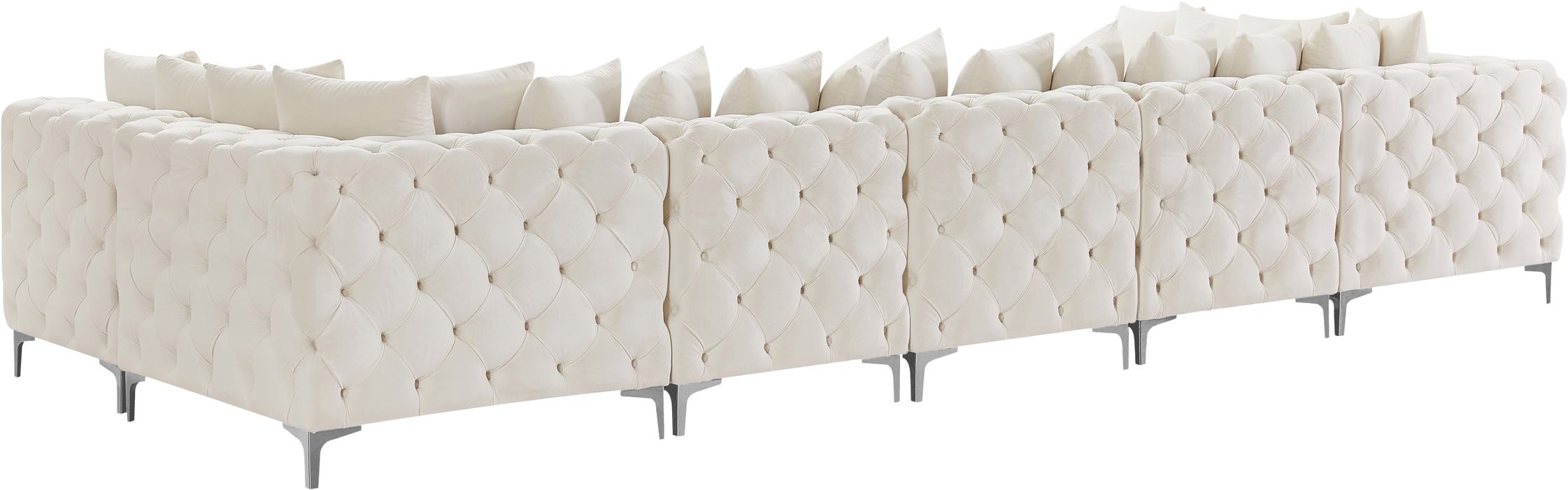 Meridian Furniture - Tremblay 169" Cream Velvet Upholstered 7pc. Sectional - 686Cream-Sec7C - GreatFurnitureDeal