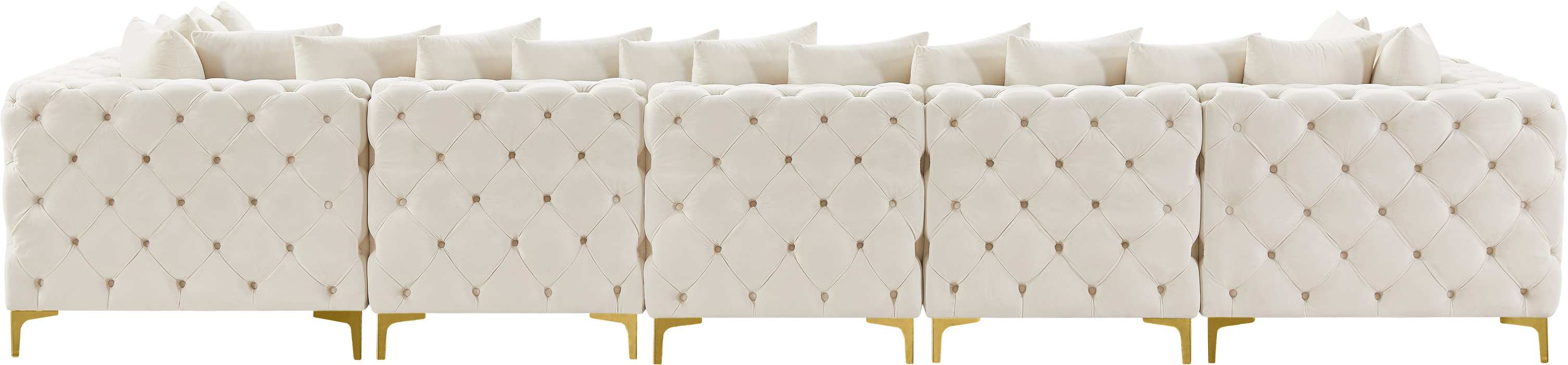 Meridian Furniture - Tremblay 169" Cream Velvet Upholstered 7pc. Sectional - 686Cream-Sec7C - GreatFurnitureDeal