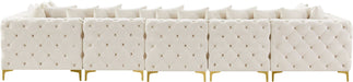 Meridian Furniture - Tremblay 169" Cream Velvet Upholstered 7pc. Sectional - 686Cream-Sec7C - GreatFurnitureDeal