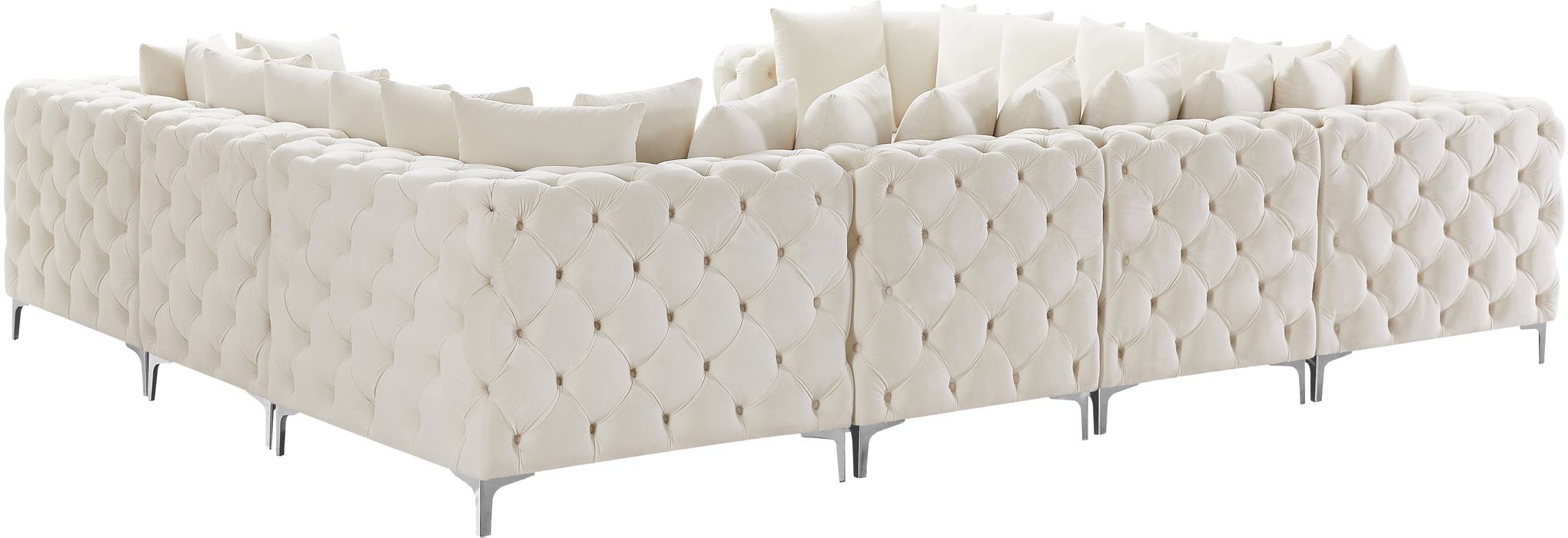 Meridian Furniture - Tremblay 139" Cream Velvet Upholstered 8pc. Sectional - 686Cream-Sec8A - GreatFurnitureDeal