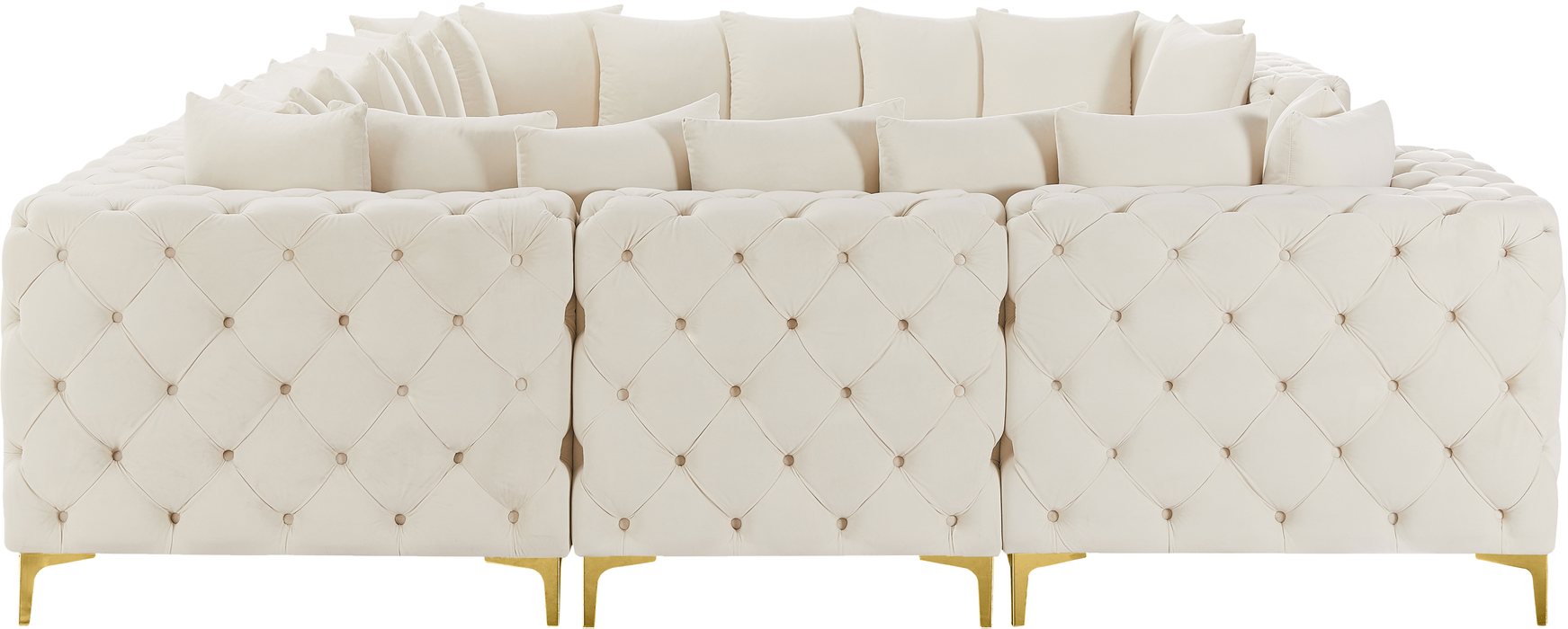 Meridian Furniture - Tremblay 139" Cream Velvet Upholstered 8pc. Sectional - 686Cream-Sec8A - GreatFurnitureDeal