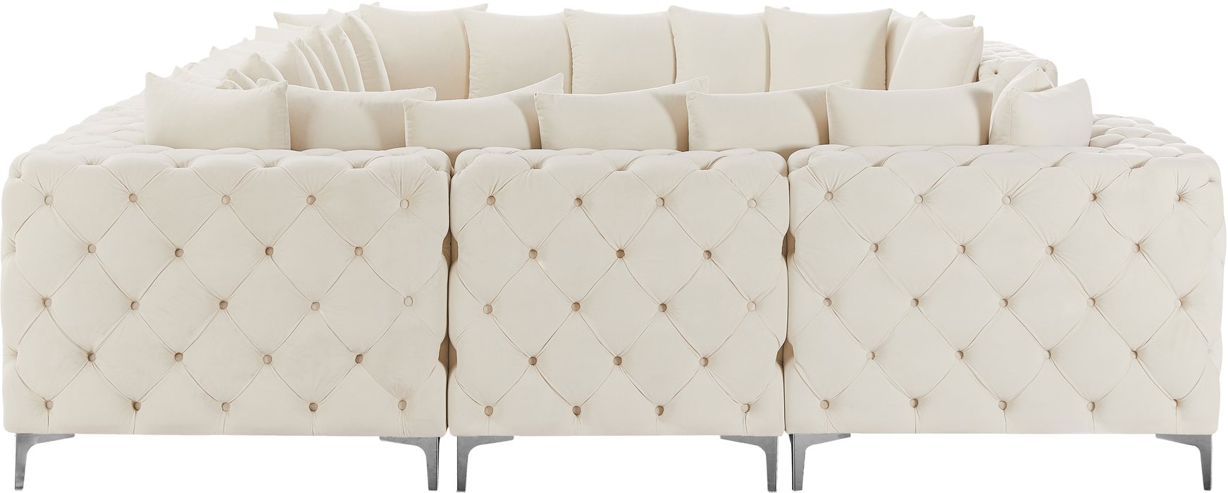 Meridian Furniture - Tremblay 139" Cream Velvet Upholstered 8pc. Sectional - 686Cream-Sec8A - GreatFurnitureDeal