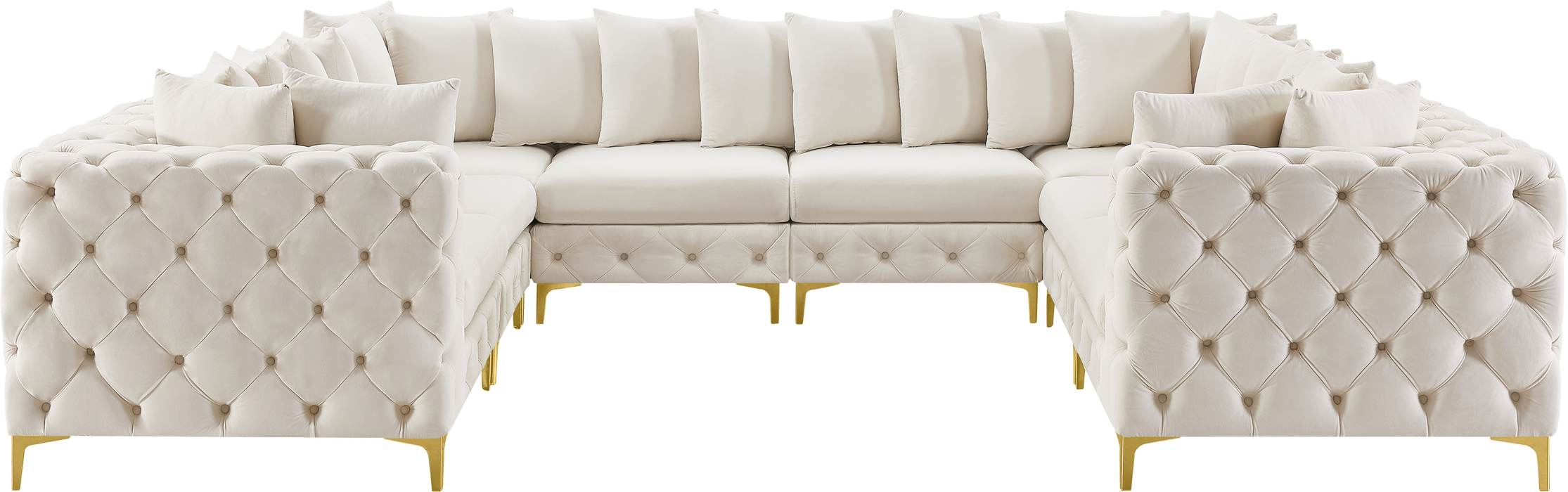 Meridian Furniture - Tremblay 139" Cream Velvet Upholstered 8pc. Sectional - 686Cream-Sec8A - GreatFurnitureDeal