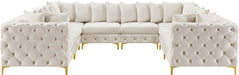 Meridian Furniture - Tremblay 139" Cream Velvet Upholstered 8pc. Sectional - 686Cream-Sec8A - GreatFurnitureDeal