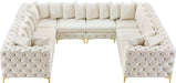 Meridian Furniture - Tremblay 139" Cream Velvet Upholstered 8pc. Sectional - 686Cream-Sec8A - GreatFurnitureDeal