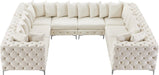 Meridian Furniture - Tremblay 139" Cream Velvet Upholstered 8pc. Sectional - 686Cream-Sec8A - GreatFurnitureDeal