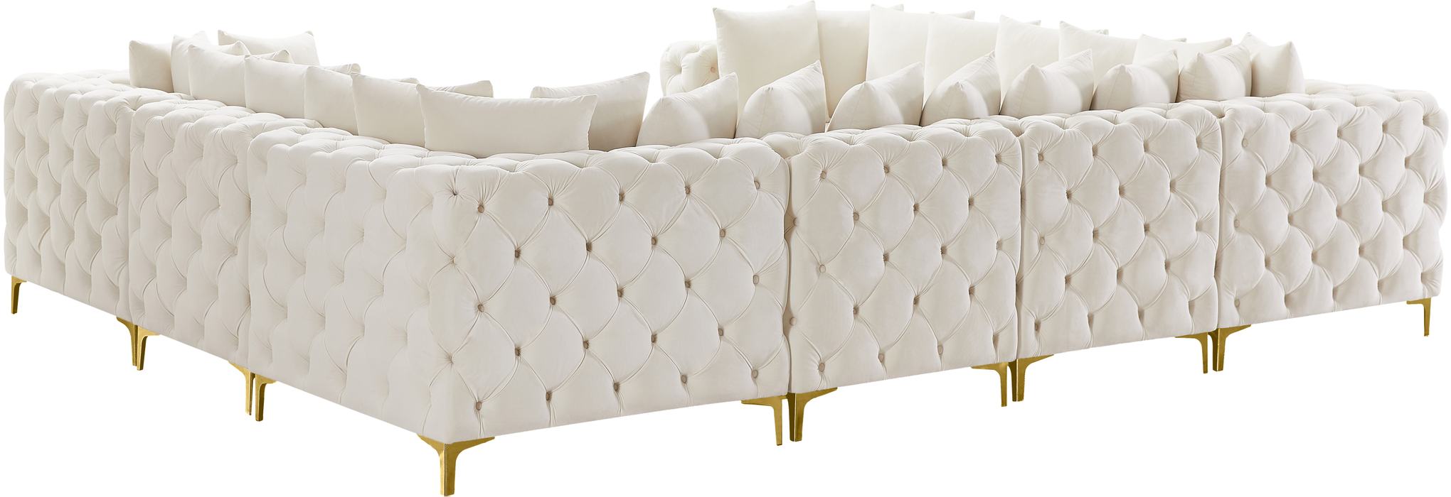 Meridian Furniture - Tremblay 139" Cream Velvet Upholstered 8pc. Sectional - 686Cream-Sec8A - GreatFurnitureDeal