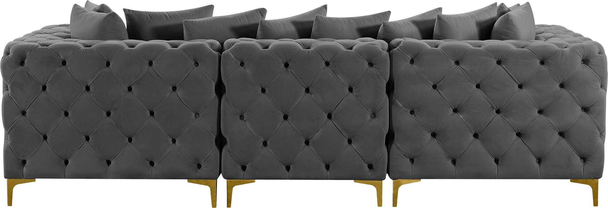 Meridian Furniture - Tremblay 109" Grey Velvet Upholstered 3pc. Sofa - 686Grey-S108 - GreatFurnitureDeal