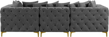 Meridian Furniture - Tremblay 109" Grey Velvet Upholstered 3pc. Sofa - 686Grey-S108 - GreatFurnitureDeal