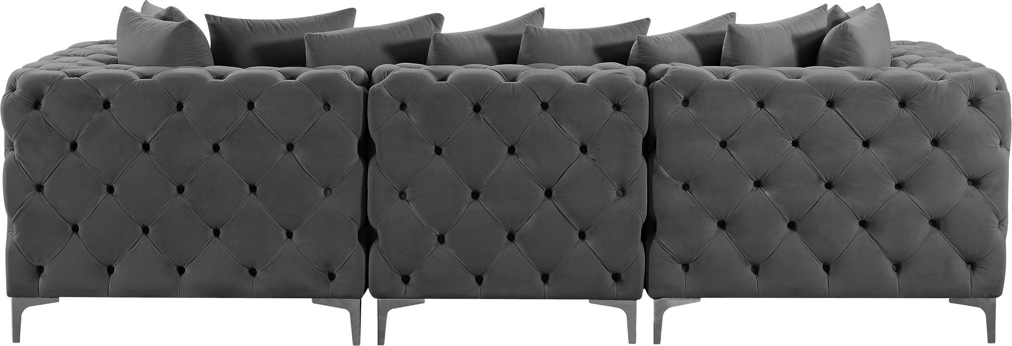 Meridian Furniture - Tremblay 109" Grey Velvet Upholstered 3pc. Sofa - 686Grey-S108 - GreatFurnitureDeal