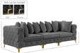Meridian Furniture - Tremblay 109" Grey Velvet Upholstered 3pc. Sofa - 686Grey-S108 - GreatFurnitureDeal