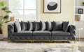 Meridian Furniture - Tremblay 109" Grey Velvet Upholstered 3pc. Sofa - 686Grey-S108 - GreatFurnitureDeal