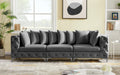 Meridian Furniture - Tremblay 109" Grey Velvet Upholstered 3pc. Sofa - 686Grey-S108 - GreatFurnitureDeal