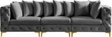 Meridian Furniture - Tremblay 109" Grey Velvet Upholstered 3pc. Sofa - 686Grey-S108 - GreatFurnitureDeal