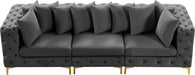 Meridian Furniture - Tremblay 109" Grey Velvet Upholstered 3pc. Sofa - 686Grey-S108 - GreatFurnitureDeal