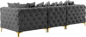 Meridian Furniture - Tremblay 109" Grey Velvet Upholstered 3pc. Sofa - 686Grey-S108 - GreatFurnitureDeal