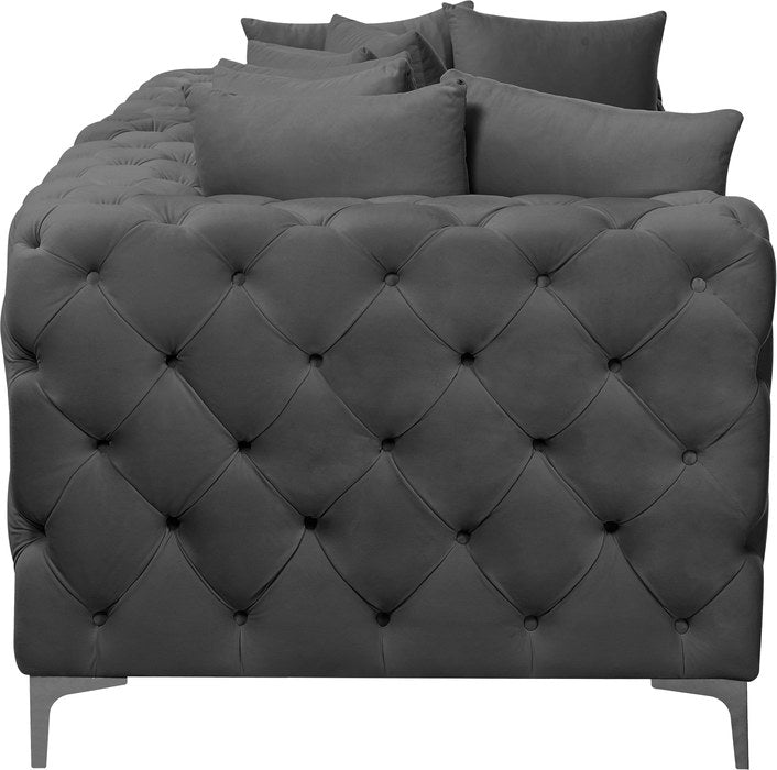 Meridian Furniture - Tremblay 79" Grey Velvet Upholstered 2pc. Sofa - 686Grey-S78 - GreatFurnitureDeal