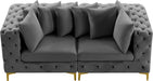 Meridian Furniture - Tremblay 79" Grey Velvet Upholstered 2pc. Sofa - 686Grey-S78 - GreatFurnitureDeal