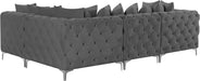 Meridian Furniture - Tremblay 109" Grey Velvet Upholstered 4pc. Sectional - 686Grey-Sec4A - GreatFurnitureDeal